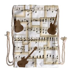 Music Paper Guitars Background Art Drawstring Bag (large) by Sapixe