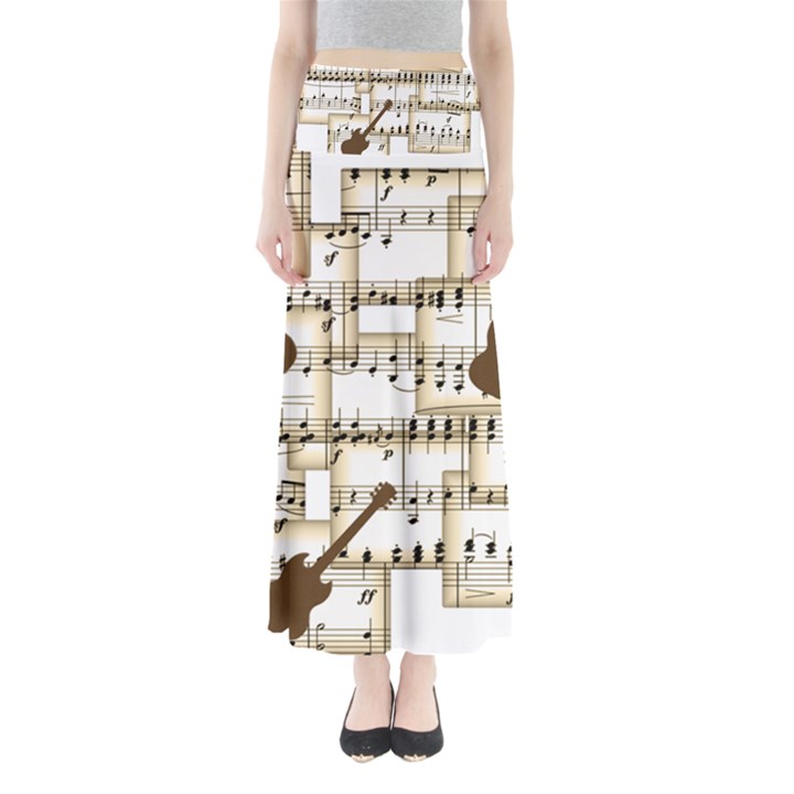 Music Paper Guitars Background Art Full Length Maxi Skirt