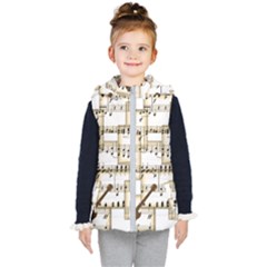 Music Paper Guitars Background Art Kids  Hooded Puffer Vest