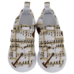 Music Paper Guitars Background Art Kids  Velcro No Lace Shoes by Sapixe