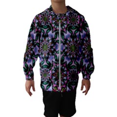 Tropical Blooming Forest With Decorative Flowers Mandala Kids  Hooded Windbreaker