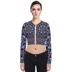 Tropical Blooming Forest With Decorative Flowers Mandala Long Sleeve Zip Up Bomber Jacket by pepitasart