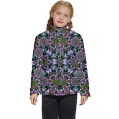 Tropical Blooming Forest With Decorative Flowers Mandala Kids  Puffer Bubble Jacket Coat by pepitasart