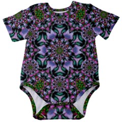 Tropical Blooming Forest With Decorative Flowers Mandala Baby Short Sleeve Onesie Bodysuit by pepitasart