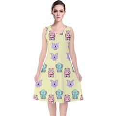 Animals V-neck Midi Sleeveless Dress  by nateshop