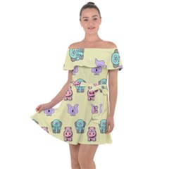 Animals Off Shoulder Velour Dress by nateshop