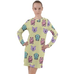 Animals Long Sleeve Hoodie Dress by nateshop