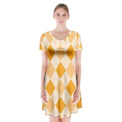 Argyle Short Sleeve V-neck Flare Dress by nateshop