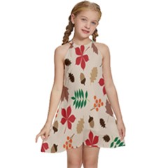 Autumn Kids  Halter Collar Waist Tie Chiffon Dress by nateshop