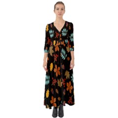 Autumn-flower Button Up Boho Maxi Dress by nateshop