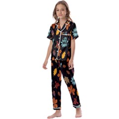 Autumn-flower Kids  Satin Short Sleeve Pajamas Set by nateshop