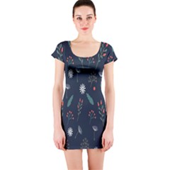 Background-flower Short Sleeve Bodycon Dress by nateshop