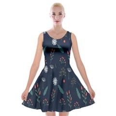 Background-flower Velvet Skater Dress by nateshop