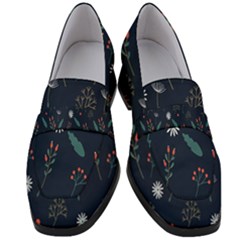 Background-flower Women s Chunky Heel Loafers by nateshop