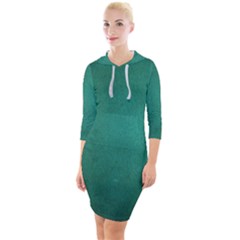 Background-green Quarter Sleeve Hood Bodycon Dress by nateshop