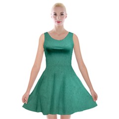 Background-green Velvet Skater Dress by nateshop