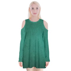 Background-green Velvet Long Sleeve Shoulder Cutout Dress by nateshop