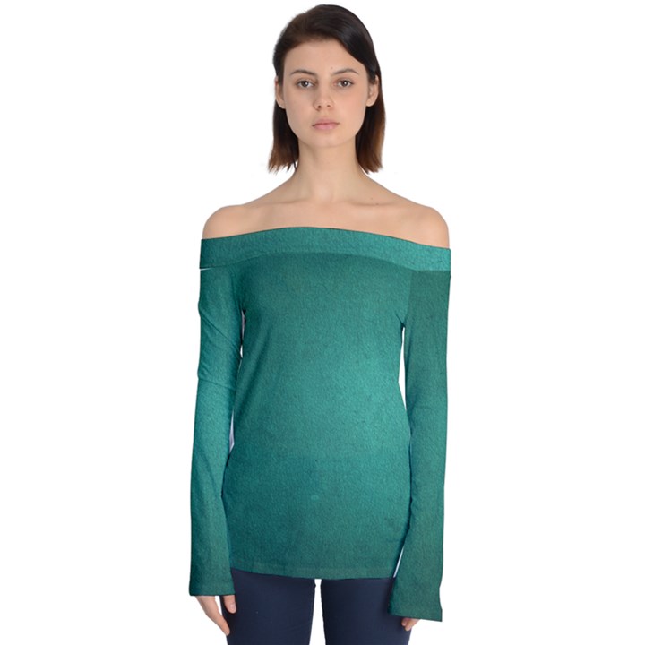 Background-green Off Shoulder Long Sleeve Top