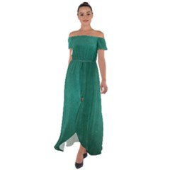 Background-green Off Shoulder Open Front Chiffon Dress by nateshop