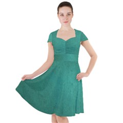 Background-green Cap Sleeve Midi Dress by nateshop