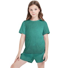 Background-green Kids  Tee And Sports Shorts Set by nateshop