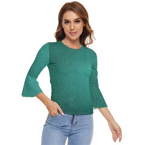 Background-green Bell Sleeve Top by nateshop