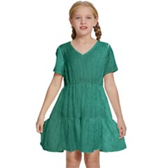 Background-green Kids  Short Sleeve Tiered Mini Dress by nateshop