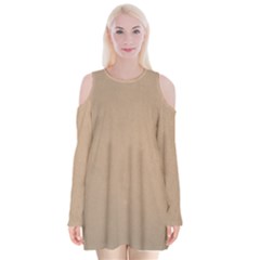 Background-mocca Velvet Long Sleeve Shoulder Cutout Dress by nateshop