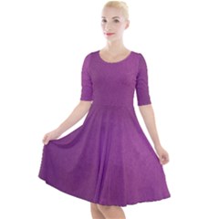 Background-purple Quarter Sleeve A-line Dress by nateshop