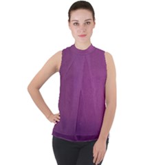 Background-purple Mock Neck Chiffon Sleeveless Top by nateshop