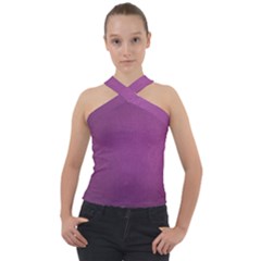 Background-purple Cross Neck Velour Top by nateshop