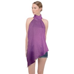 Background-purple Halter Asymmetric Satin Top by nateshop