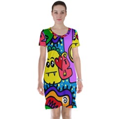 Cartoon Short Sleeve Nightdress by nateshop