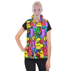 Cartoon Women s Button Up Vest by nateshop