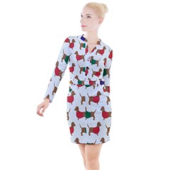 Dachshund Button Long Sleeve Dress by nateshop