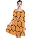 Honeycomb Quarter Sleeve Waist Band Dress View1