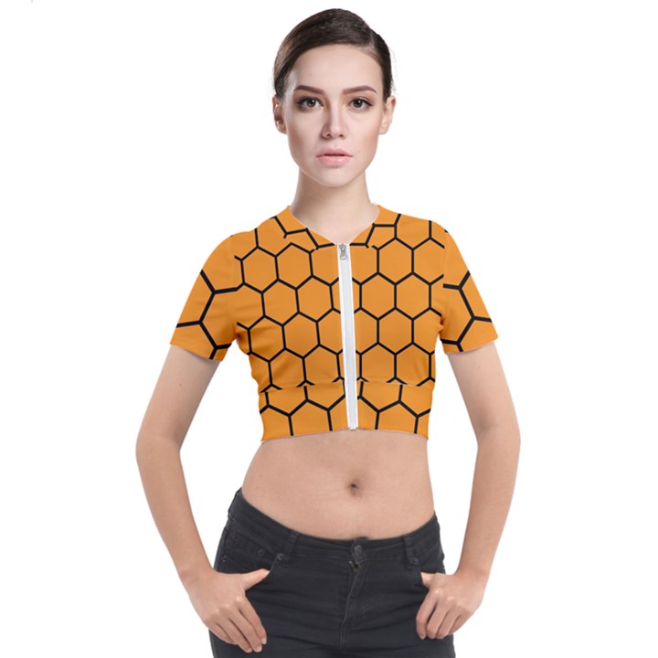 Honeycomb Short Sleeve Cropped Jacket