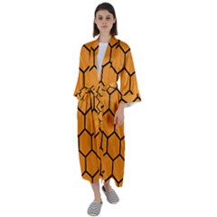 Honeycomb Maxi Satin Kimono by nateshop