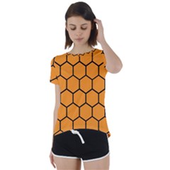 Honeycomb Short Sleeve Foldover Tee by nateshop