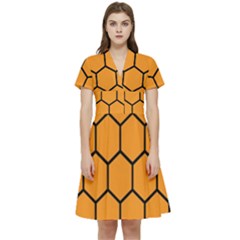 Honeycomb Short Sleeve Waist Detail Dress by nateshop