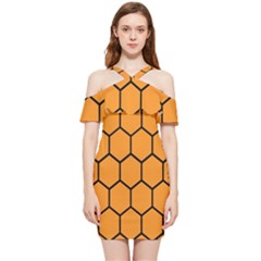 Honeycomb Shoulder Frill Bodycon Summer Dress by nateshop