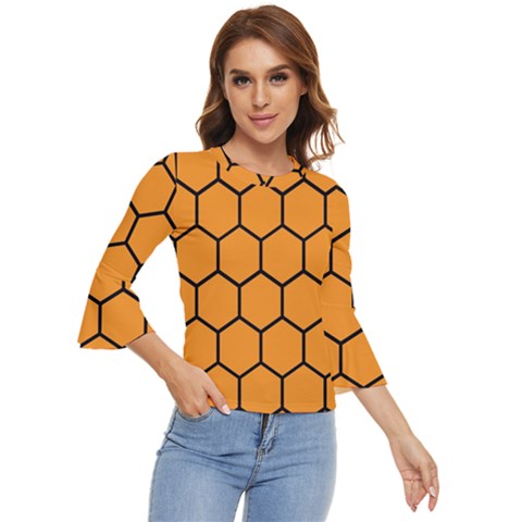 Honeycomb Bell Sleeve Top by nateshop