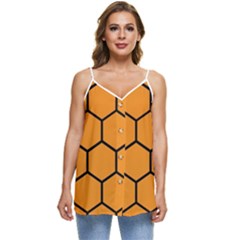 Honeycomb Casual Spaghetti Strap Chiffon Top by nateshop