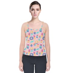 Ice-cream Velvet Spaghetti Strap Top by nateshop