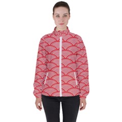 Japanese-wave Women s High Neck Windbreaker by nateshop