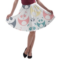 Pandas-panda A-line Skater Skirt by nateshop