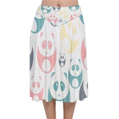 Pandas-panda Velvet Flared Midi Skirt by nateshop