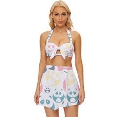 Pandas-panda Vintage Style Bikini Top And Skirt Set  by nateshop