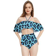 Paper-blue-tiger Halter Flowy Bikini Set  by nateshop