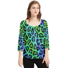 Paper-green-tiger Chiffon Quarter Sleeve Blouse by nateshop